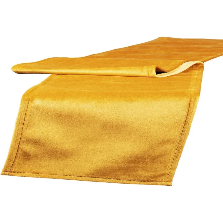 beties Tischläufer Samt&Sonders (1-tlg, 1 Stück Tischläufer), ca. 40x140 cm Samt Tischdekoration modern und edel curry-senf – Bild 5