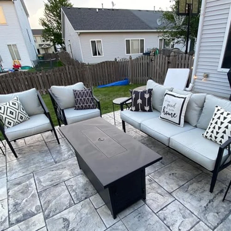 FLYMEI Terrassenkissenbezüge, wasserabweisend, für den Außenbereich, nur für den Außenbereich, Couch-Kissenbezüge, 63,5 x 63,5 x 12,7 cm, 4 Bezüge, Grau – Bild 7