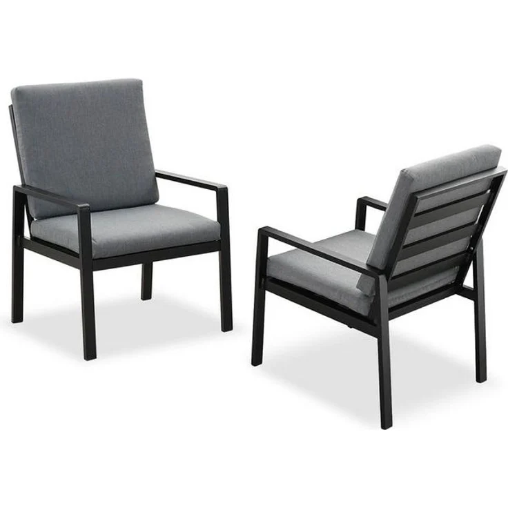 MeXo Gartenlounge-Set Alu Gartenmöbel-Sets Gartenstuhl, (2-tlg, 2 Esszimmerstühle, 60x 68x 85 cm, 4 Auflagen, bis zu 140 kg belastbar), wetterfest Gartengarnitur Set – Bild 4