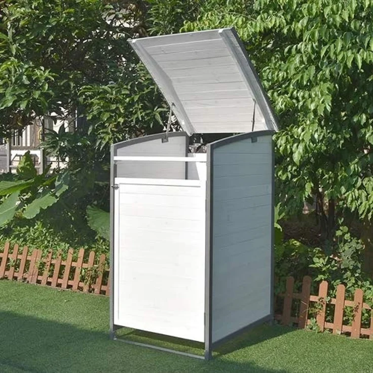 Mülltonnenverkleidung grau Einzelbox 2x 120L oder 240L Gartenbox Zinkdach – Bild 7