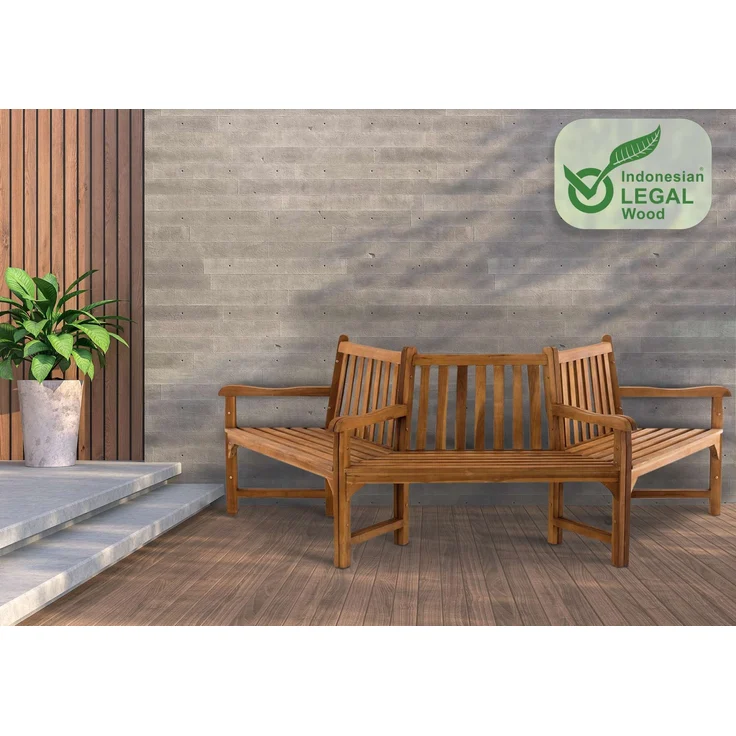 Baumbank HANIM - Holz Teak 250x125x93 cm | Halbrunde Sitzbank Mit Lehne Baumbank Gartenbank Für Baum – Bild 2