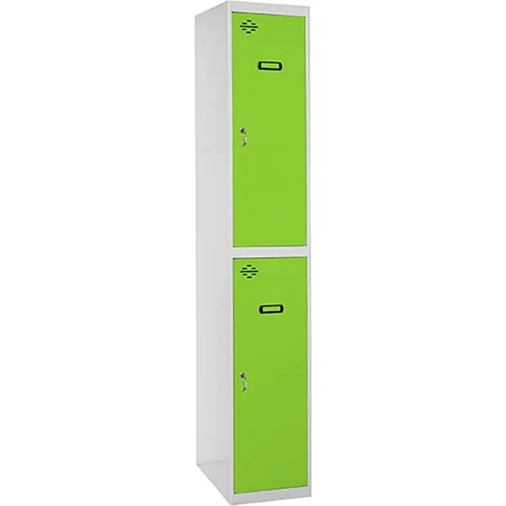 Simon Rack Simonlocker Metallschrank, 2 Türen, inkl. Schlüssel, 1800 x 400 x 500 mm, Grau/Grün