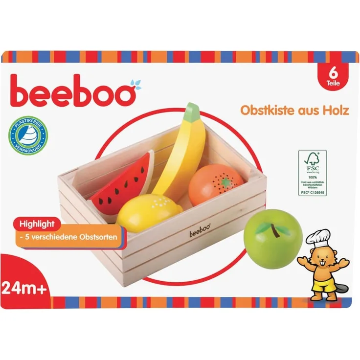 VEDES Großhandel GmbH - Ware Beeboo Kitchen Obst in Holzkiste, 6 Teile