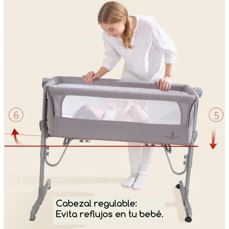 Babify - Mini-Kinderbett, verstellbar, verschiedene Höhen, inkl. Matratze, Grau – Bild 3