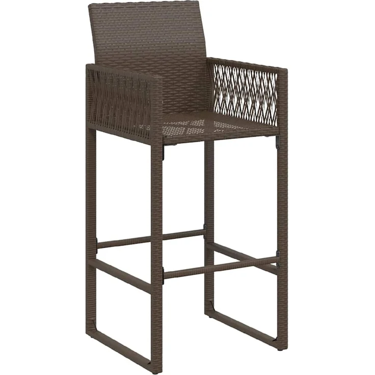 Garten-Barhocker 2er Set, Küchenhocker Braun Poly Rattan – Bild 4
