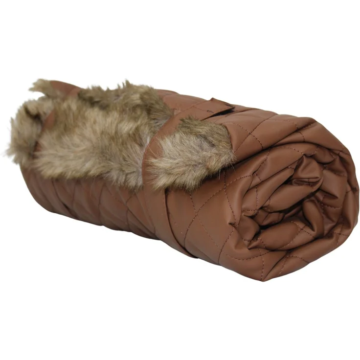 Pettimania Hundedecke Leder mit Fellbezug braun, 100 x 75 cm, ca 1 cm dick – Bild 2