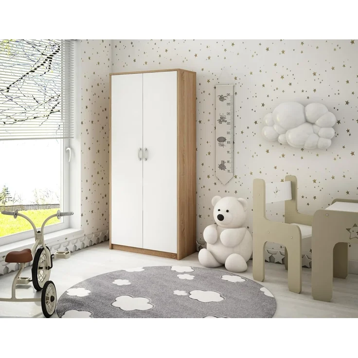 Home Collective Mehrzweckschrank mit 8 Fächern Besenschrank Haushaltsschrank (74 cm breit aus Laminatplatte und hochwertigen Polymergriffen) in mattem Finish mit 6 Einlegeböden und 2 Türen sonoma weiß – Bild 4