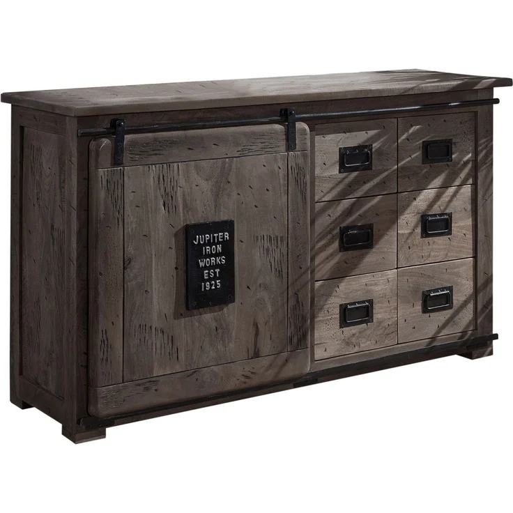 Sideboard Mango 140x45x85 grau lackiert RAILWAY #221 – Bild 1
