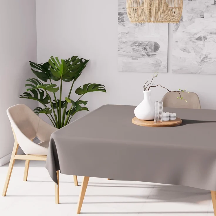 Soleil d'ocre, ALIX Tischdecke 140x140 cm, Mokka, Wasserabweisendes, schmutzabweisendes Polyester