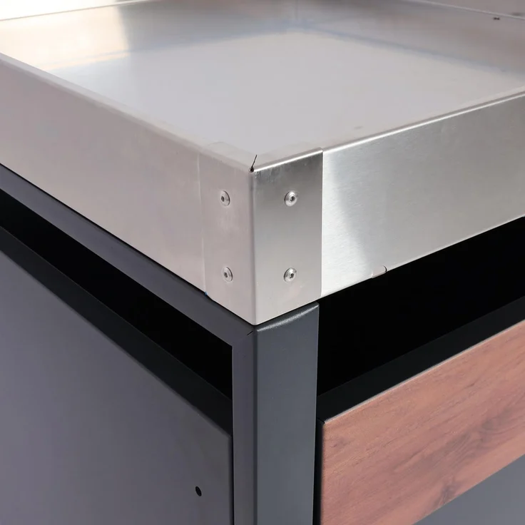 2er Mülltonnenverkleidung mit Pflanzkasten HWC-J82, erweiterbar, Metall 59kg, anthrazit ~ Kirsche-Holzoptik dunkelbraun – Bild 4
