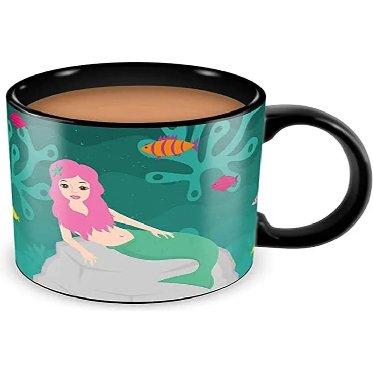 Thumbs Up Tasse Meerjungfrau (Mermaid Heat Change Mug) mit Farbwechsel, Keramik, schwarz, 14 x 14 x 14 cm