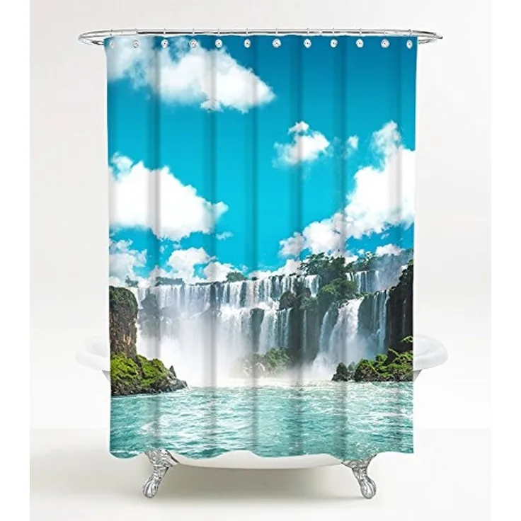 Sanilo Duschvorhang Wasserfall 180x200 cm, 100% wasserdicht, Anti-Schimmel-Effekt, hochwertige Qualität