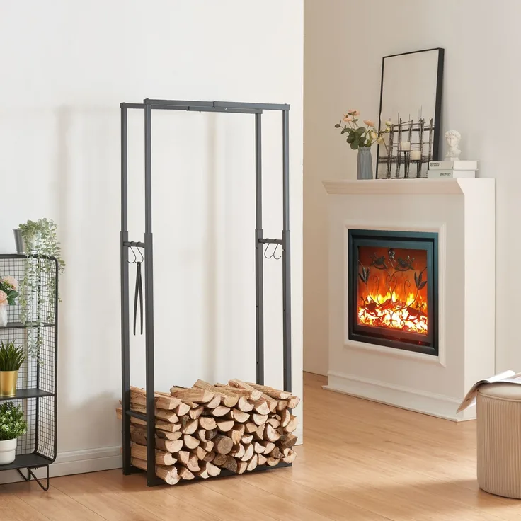 Kaminholzregal Kasan verstellbar H100-150xB60-100xT25cm [en. casa]