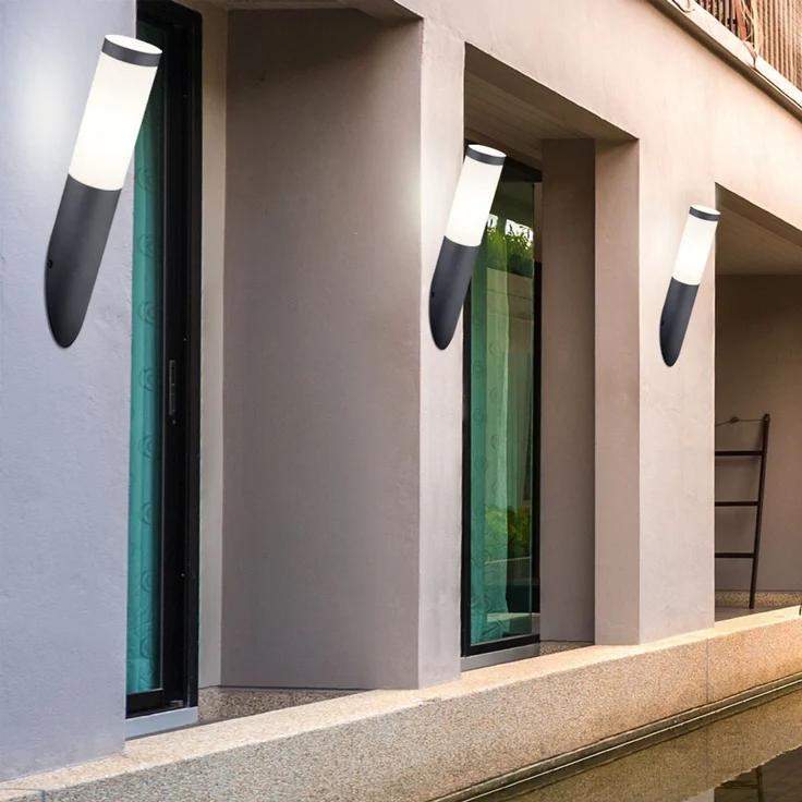 LED Fackel-Wandleuchte, Edelstahl anthrazit, H 40 cm – Bild 9