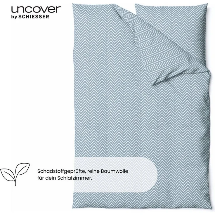 Uncover by Schiesser Bettwäscheset Grebur - Renforcé - 2-teilig - 155 x 220 cm - Hellblau – Bild 1