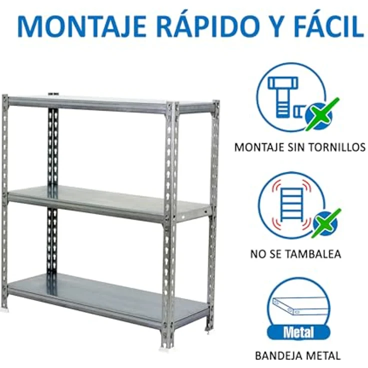 Simon Rack Simonclick Metallregal, 1000 x 900 x 300 mm, 3 Regalböden, 180 kg Biegepunkt, Regalböden, verzinkt – Bild 6