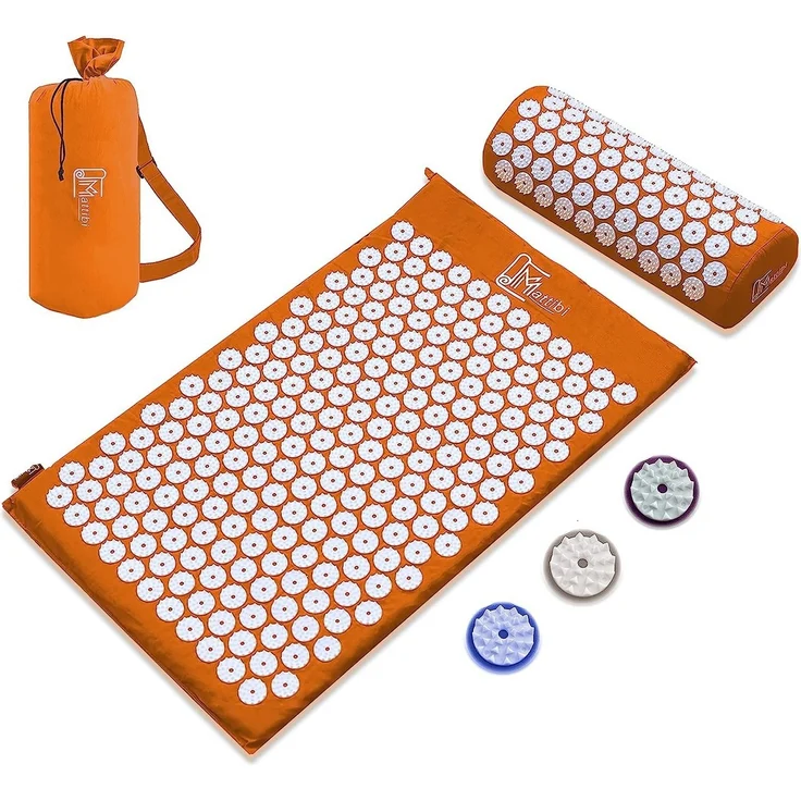 Montegoni Akupressurmatte mit Kissen für Massage & Schmerzlinderung, Shakti Matte Original (mit Praktische Tragetasche, Akupressur Set für Entspannung, Stimulation und Meditation), Stimulierende Spitzen, Entspannung, Schmerzlinderung – Bild 5