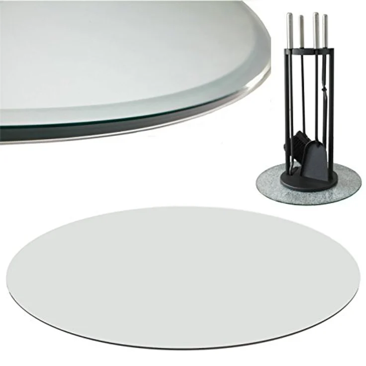 HOOZ Tischplatte aus Glas Ø 60 x 0,6 cm oder als Funkenschutzplatte für den Kamin (Klarglas, 1 St, ESG-Sicherheitsglas), mit hochwertigem Facettenschliff – Bild 9