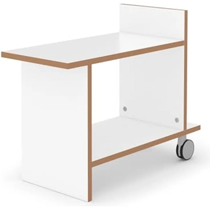 Tojo Freund | Beistelltisch mit Rollen | Designer Beistelltisch aus Holz | Weiß | Modernes Design | Kleiner Tisch für Wohnzimmer/Küche/Sofa/Couch oder Büro | 80x32 cm (L x T) | 58 cm Hoch