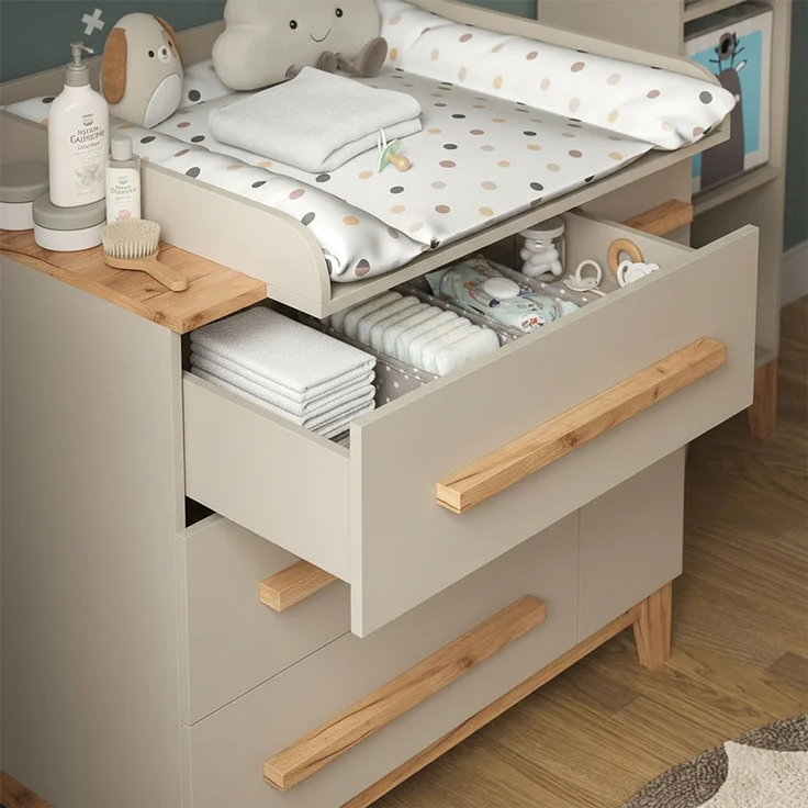 Wickelkommode Malia Cashmere 98x98 cm mit 1 Tür & 3 Schubladen Vitalispa – Bild 4