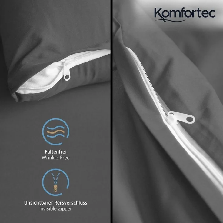 Komfortec Bettwäsche Premium, 135 x 200 bis 220 x 240 cm, 6 verschiedene Größen zur Auswahl, gebürstet 100% Mikrofaser, 4 teilig, Superweiches Bettwäsche-Set, Knitterfrei, Atmungsaktiv – Bild 4