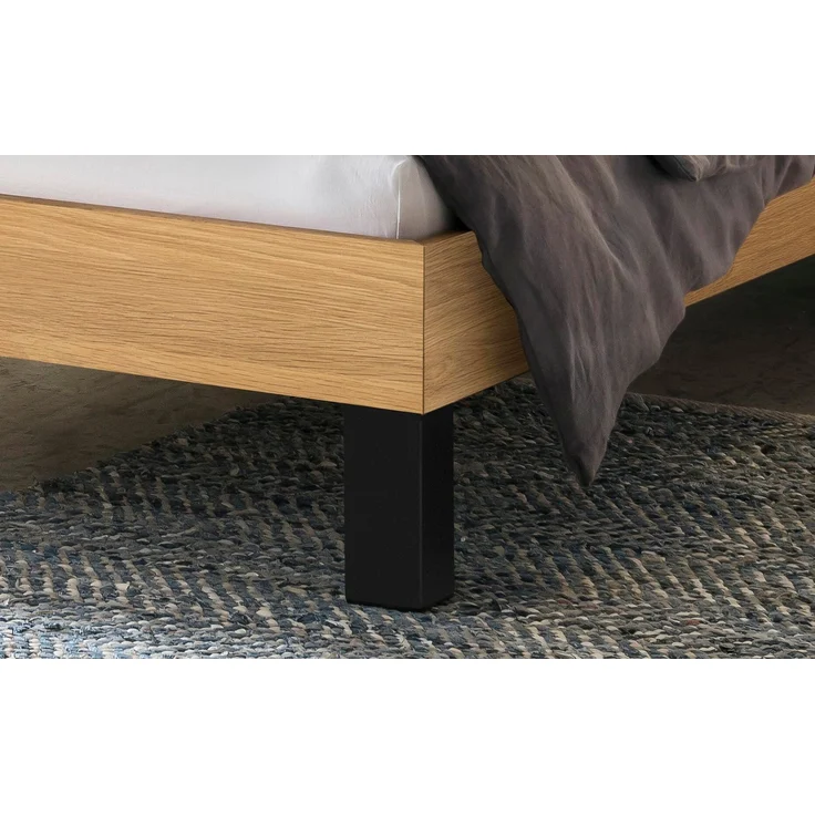 Hasena Massivholzbett Lodi Eiche bright mit Metall-Füßen 200x200 cm, Fußhöhe 20 cm – Trento – Bild 4