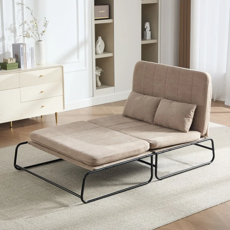 ZUBALIYA Schlafsofa 85x92 cm, mit Stauraum, mit Chenille - Bezug, mit breiten Armlehnen, mit Schaumstoffpolsterung, Schwarz – Bild 11