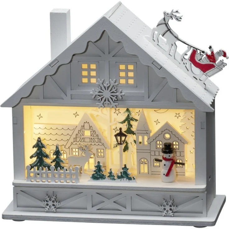 Konstsmide LED Holzsilhouette Haus Innen 4 warmweiße Dioden – Bild 1