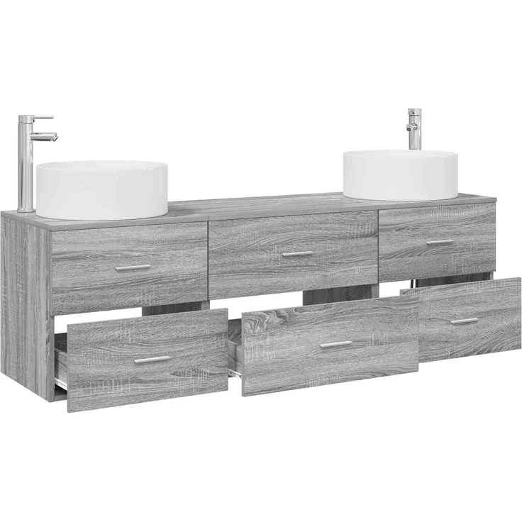 vidaXL Badezimmerschrank-Set 3 stk. Grau Sonoma 161,5 x 44,5 x 80 cm 3405944 – Bild 3