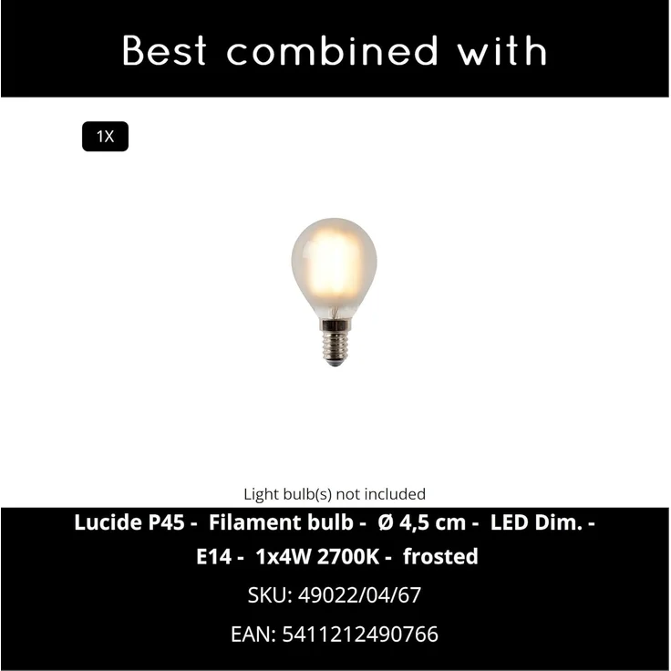 LUCIDE COSBY - Tischlampe - Ø 16,5 cm - 1xE14 - Grau – Bild 7