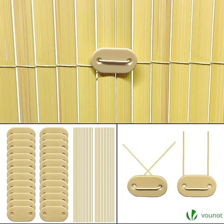 VOUNOT PVC Sichtschutzmatte 80x500 cm Verstärkung Innen, Sichtschutz für Garten Balkon Terrasse Zaun, Sichtschutzzaun Balkonverkleidung Windschutz, Bambus – Bild 8