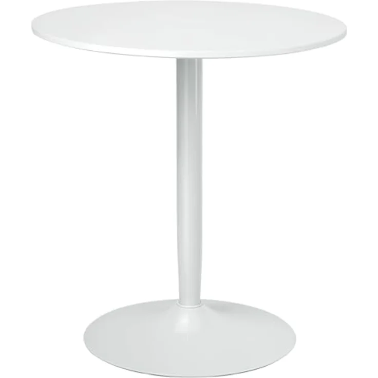 HOMCOM Esstisch Moderner Küchentisch mit Stahlfuß (Küchentisch, 1-St, Esszimmertisch), für Wohnzimmer, Ø70 x 75 cm, Weiß – Bild 2