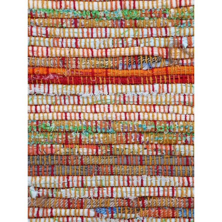 carpetfine 'Kelim Chindi' Teppich, Wendeteppich, rechteckig, Höhe: 6 mm, handgewebt, mit Fransen, Orange, 80 x 150 cm – Bild 6