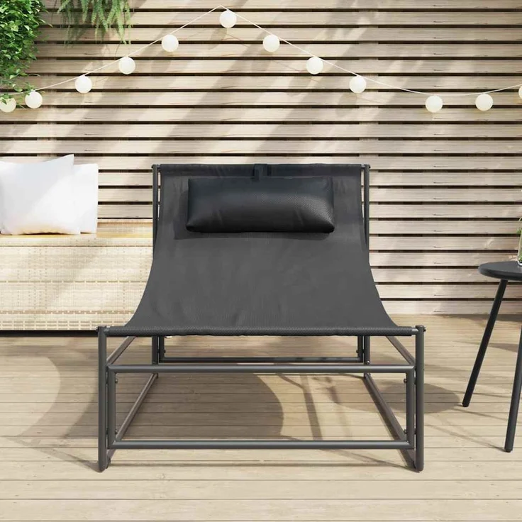 Gartenliege, Relaxliege Anthrazit 87x74x73 cm Stahl und Textilene – Bild 3