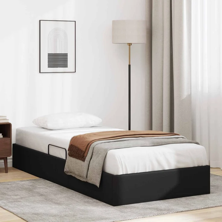 vidaXL Ottoman Bettgestell Schwarz 90 x 190 cm Kunstleder 3442750 – Bild 1