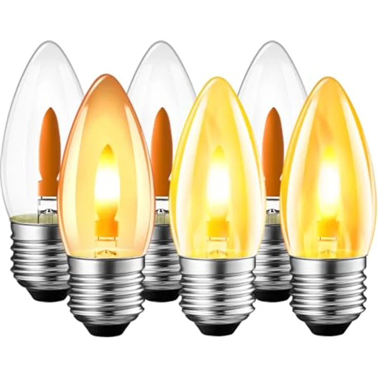 LVWIT E27 LED Flammeneffekt Warmweiss 1W Flammeneffekt Lampe Kerze Glühbirne, Flackernde LED Flackerlicht Stimmungslicht Flackerlampe für Zuhause Garten Bar Halloween Weihnachten, 1800K, 6er Pack – Bild 2