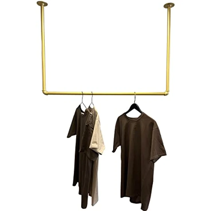 RSR Hangers Kleiderstange Garderobe Industrial Design Gold für Decke Garderobenstange U-Form – Bild 7