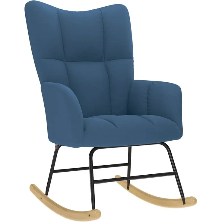 vidaXL Schaukelstuhl mit Fußhocker Blau Stoff 4016808 – Bild 3