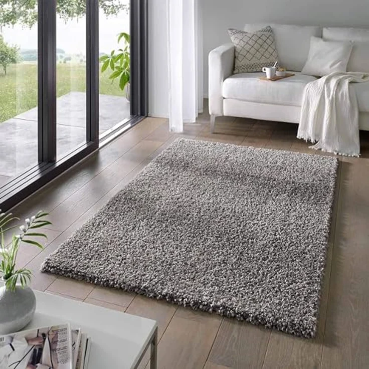 Taracarpet Shaggy Teppich Wohnzimmer Venezia Hochflor Langflor Teppiche modern Anthrazit 140x200 cm – Bild 2