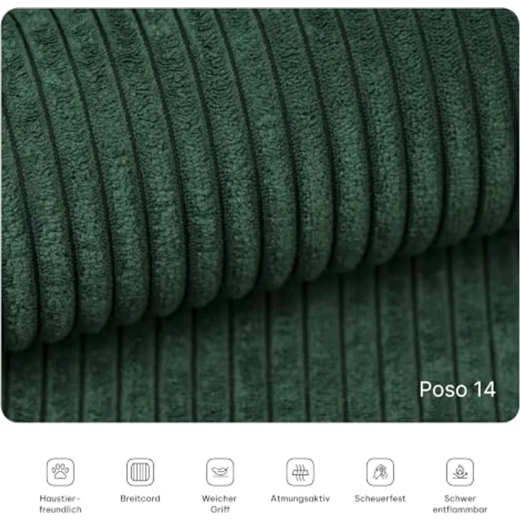 Masseno Ecksofa NOTIA, modulares Boneless Sofa mit Schlaffunktion und Bezug aus Tkanina sztruksowa in POSO 14 – Bild 6