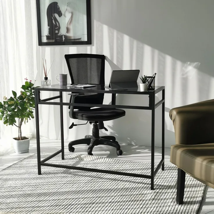 Skye Decor 'Network Çalışma Masası / 100x45cm M100F' Schreibtisch, Schwarz / Rauchgrau, 100 x 75 x 45 cm