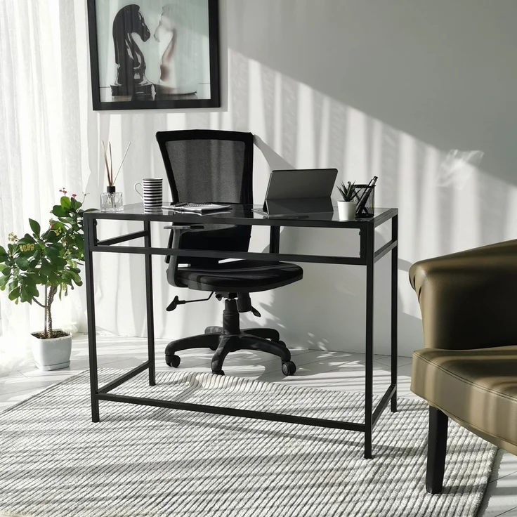 Skye Decor 'Network Çalışma Masası / 100x45cm M100F' Schreibtisch, Schwarz / Rauchgrau, 100 x 75 x 45 cm – Bild 1