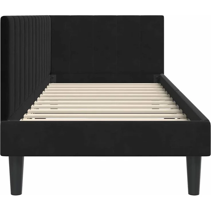 vidaXL Eckbettgestell mit Kopfteil Schwarz 80 cm x 200 cm Samt 42016333 – Bild 5