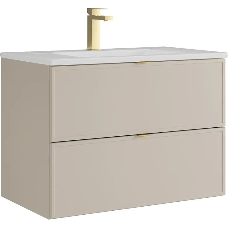 Vente-unique - ONDIL Waschbeckenmöbel Holz, Platte Beige - B 45 cm x H 60 cm x L 80 cm – Bild 2