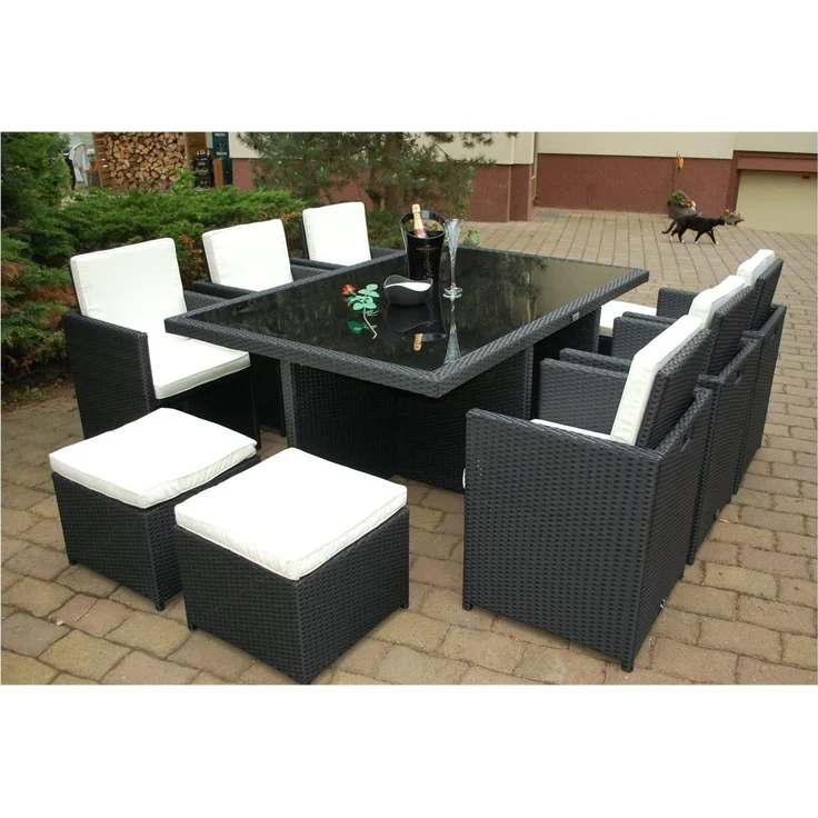 Ragnarök Möbel-Design Garten-Essgruppe Heimdall Esstisch Set 6+4, (Set, Polyrattan, Alu), Würfelsystem – Bild 1