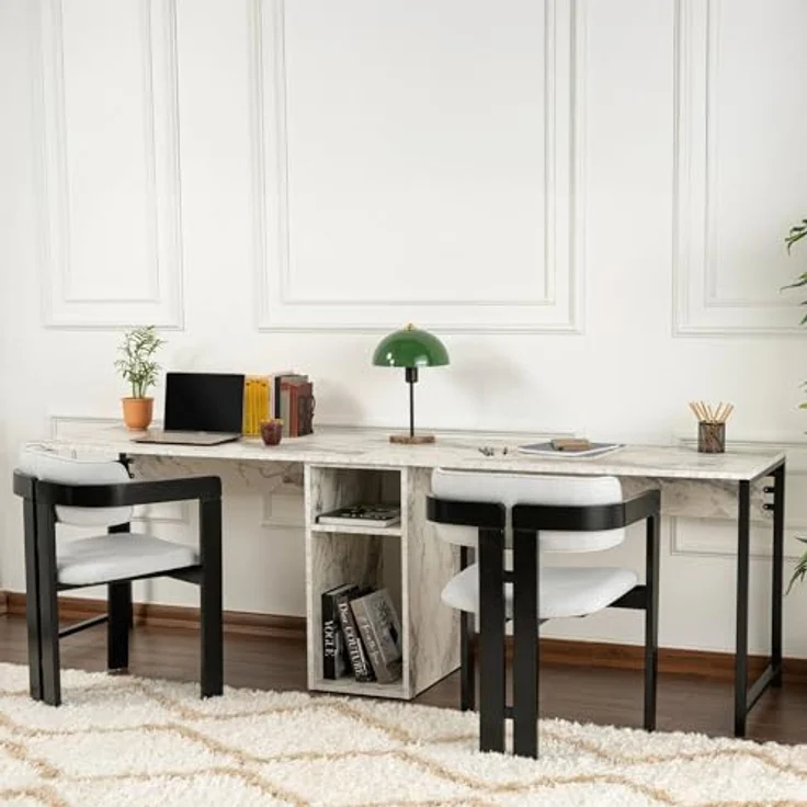 Dmora Schreibtisch Caprioli 240 x 60 x 74h cm Weiß, 1 Regal, 1 Fach – Bild 2