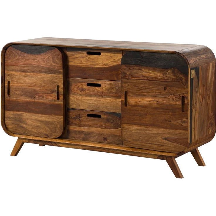 Sideboard Sheesham 134 x 40 x 75 dunkelbraun lackiert MAILAND #201 – Bild 1