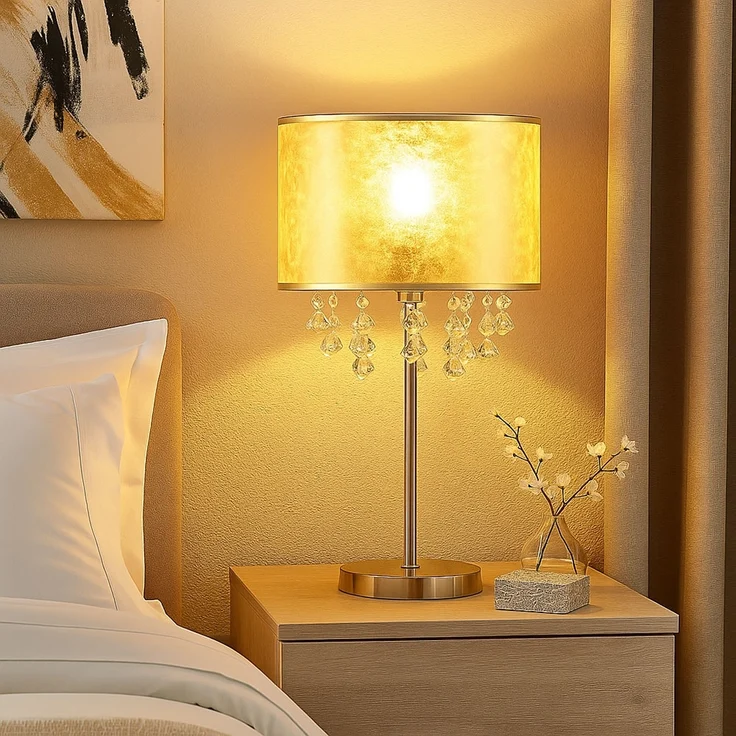 Kristalllampe, Blattgold, Nickel matt, 1x E27 – Bild 3