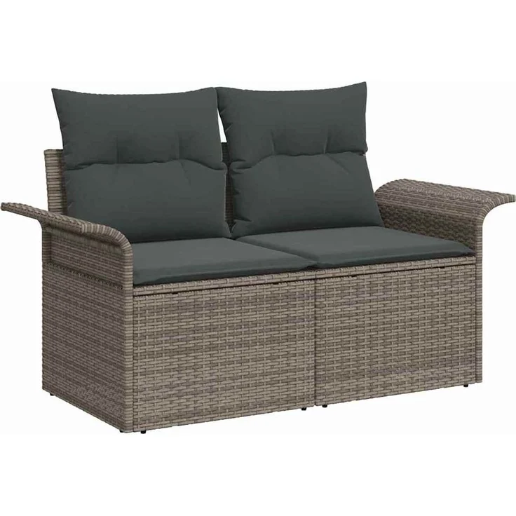 vidaXL Garten-Sofa-Set mit Speicher 6 pcs Grau Poly Rattan 3358057 – Bild 3