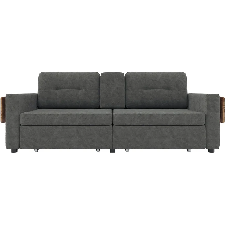 ZUBALIYA Schlafsofa 71x57.5 cm, mit Schreibtisch, mit Schubladen, mit Stauraum, mit Ablageflächen, mit Ausziehbett, Grau – Bild 13